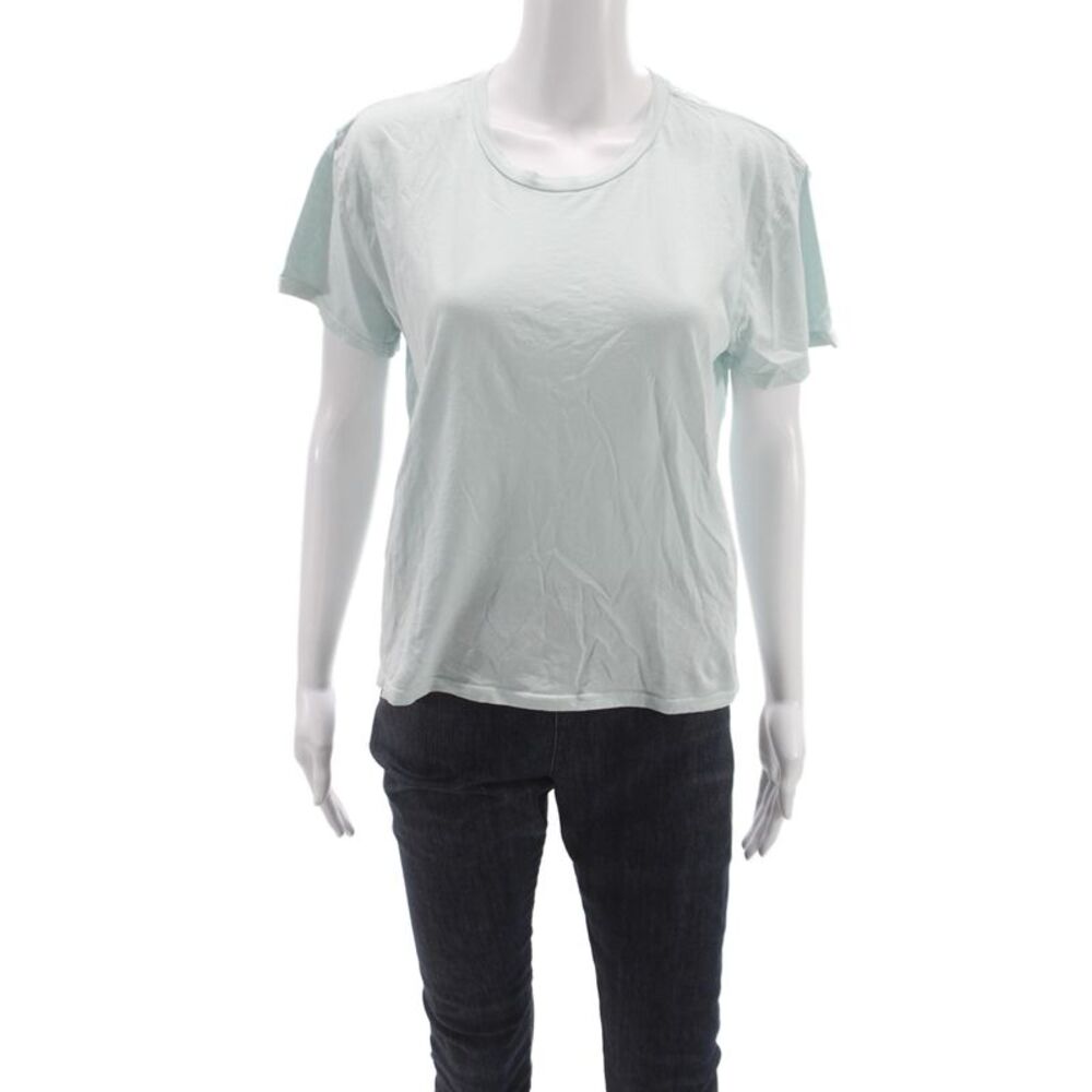 Perfect White Tee Womens Basic Light Blue Cotton Crewneck Size L